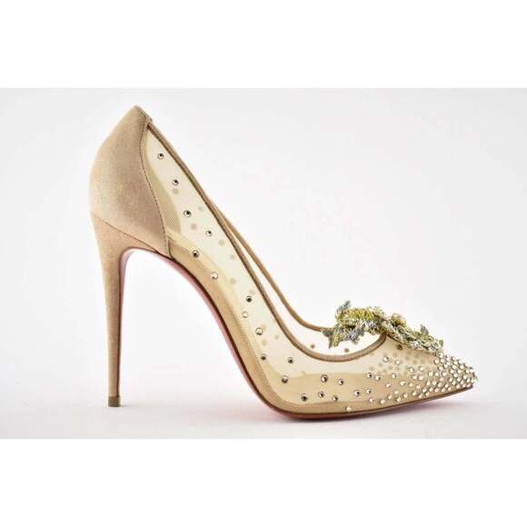 Christian Louboutin Marenude 100 Nude Strass Crystal Mesh Pigalle Heel Pump 40 - Picture 2 of 12